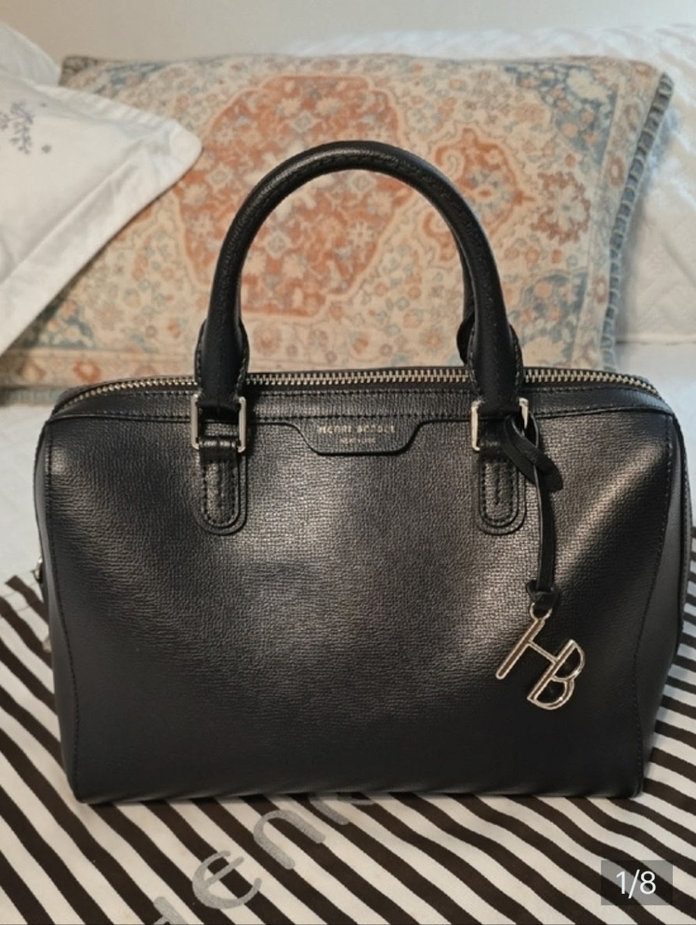 Henri Bendel West 57th Barrel Satchel Black